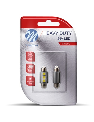 ΛΑΜΠΑΚΙΑ ΠΛΑΦΟΝΙΕΡΑΣ C5W/C10W 24V 1W SV8,5 36mm LED CAN-BUS 3xSMD5050 ΛΕΥΚΟ BLISTER 2ΤΕΜ. M-TECH