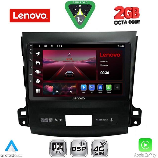 LENOVO LVF 5442_CPA (9inc) MULTIMEDIA TABLET for CITROEN C-CROSSER | MITSUBISHI OUTLANDER | PEUGEOT 4007 mod. 2006-2012