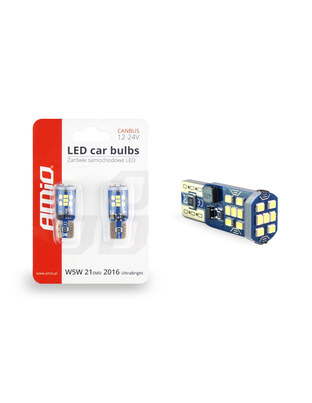 Amio - T10 W5W 12/24V LED 21xSMD ULTRABRIGHT 2016 CAN-BUS ΛΕΥΚΟ 2ΤΕΜ. (02445/AM)
