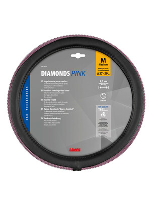 ΚΑΛΥΜΜΑ ΤΙΜΟΝΙΟΥ DIAMONDS PINK (Μ) 37/39cm ΣΥΝΘΕΤΙΚΟ ΔΕΡΜΑ SKEENTEX ΜΑΥΡΟ/POZ LAMPA  - 1 ΤΕΜ.
