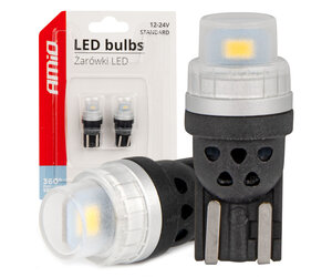 Amio - ΛΑΜΠΑΚΙΑ T10 W5W 12/24V 2x3020 SMD LED ΛΕΥΚΟ PURE LIGHT SERIES - 2 Τεμ. (03726/AM)