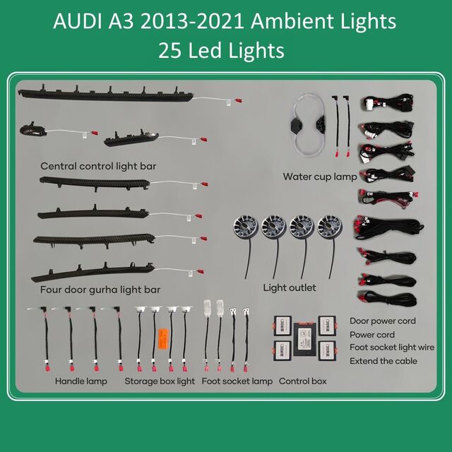 DIQ AMBIENT AUDI A3 (8V) (Digital iQ Ambient Light Audi A3 mod. 2013-2021, 25 Lights with Airvent)