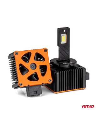 Amio - Λαμπτήρες LED Φώτων Εμπρός τύπου D1S/D1R βάση PK32d-2 τάση λειτουργίας 12V απόδοσης 110W (11132lm) XD PRO Series FULL CANBUS 6500K με ψύκτρα Plug & Play για Επιβατικά Αυτοκίνητα - 2 τεμ. (04679/AM)