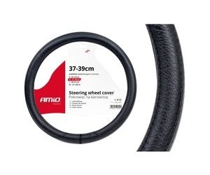 Amio - Κάλυμμα Τιμονιού Τύπου Swc-16 διάσταση 37-39cm υλικό Δερματίνη χρώμα Μαύρο μέγεθος M για Επιβατικά Αυτοκίνητα - 1 τεμ. (01382/AM)