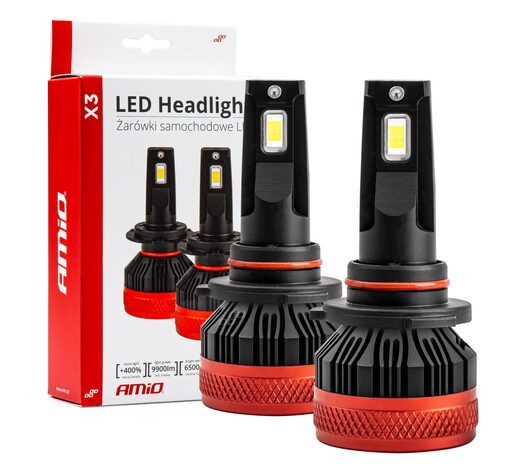 Amio - ΛΑΜΠΕΣ LED CAN-BUS HΒ3 9005 9>16V 90W 6.500K 9900lm (ΜΕ ΑΝΕΜΙΣΤΗΡΑΚΙ) X3 SERIES - 2 Τεμ. (02982/AM)