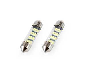 Amio - Λαμπάκια Πλαφονιέρας Standard Festoon τύπου C5W τάση λειτουργίας 12V απόδοσης 0.5W μήκος 36mm χρώμα λευκό για Επιβατικά Αυτοκίνητα - 2 τεμ. (01090/AM)