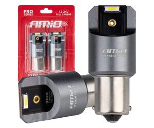 Amio - ΛΑΜΠΕΣ LED CAN-BUS P21W BA15S 12/24V 6.000K 2xSMD ΛΕΥΚΟ PRO SERIES - 2 ΤΕΜ. (03593/AM)
