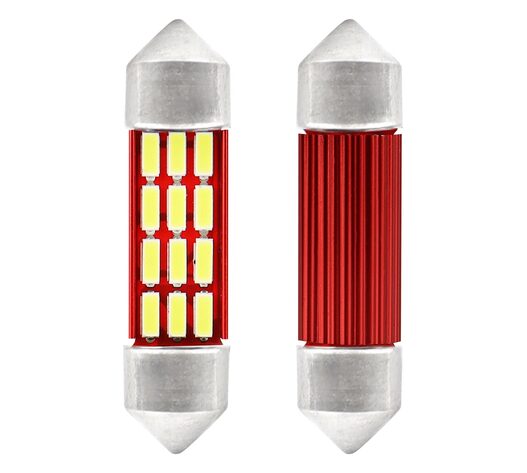 Amio – Λαμπάκια Πλαφονιέρας LED 36mm C5W C10W 12/24V 2W 5600K 12xSMD 4014 CANBUS για Καθαρό Φωτισμό Εσωτερικού – Σετ 2 Τεμ. (01632/AM)