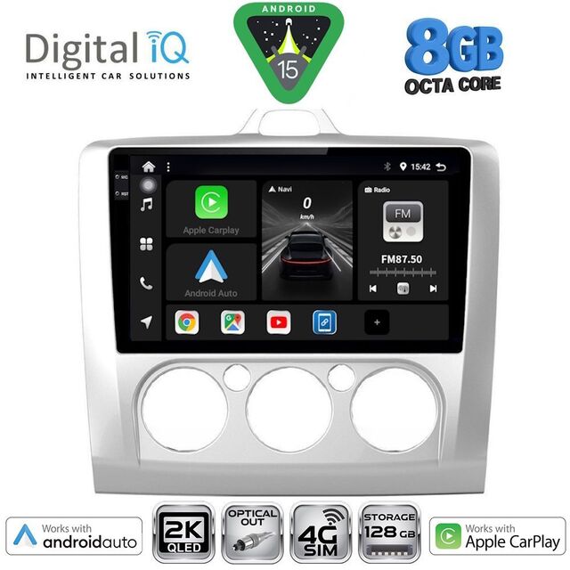 DIGITAL IQ BXK 20156SL_CPAA A/C (9inc) MULTIMEDIA TABLET for FORD FOCUS mod. 2005-2012 (SILVER)