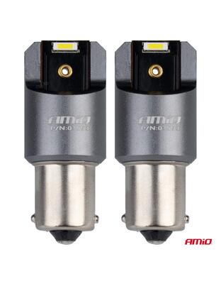 Amio - ΛΑΜΠΕΣ LED CAN-BUS P21W BA15S 12/24V 6.000K 2xSMD ΛΕΥΚΟ PRO SERIES - 2 ΤΕΜ. (03593/AM)