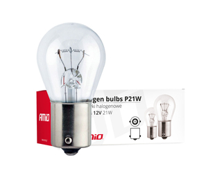 Amio – Λαμπτήρες Αλογόνου P21W BA15s 12V 21W για Φώτα Αυτοκινήτου Σε Κουτί – 10 Τεμ. (01491/AM)