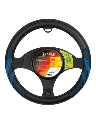 Lampa Κάλυμμα Τιμονιού Αυτοκινήτου Suzuka 37-39εκ. Άοσμο Ελαστικό Ultra soft Skeentex με αεριζόμενες λαβές Μαύρο Μπλε 1-τεμ. (L3293.5)