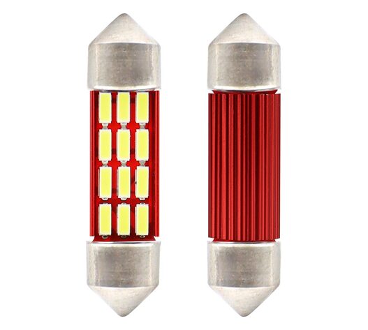 Amio – Λαμπάκια Πλαφονιέρας LED 39mm C5W C10W 12/24V 2.2W 5600K 14xSMD 4014 CANBUS για Ισχυρό Φωτισμό Εσωτερικού – Σετ 2 Τεμ. (01633/AM)