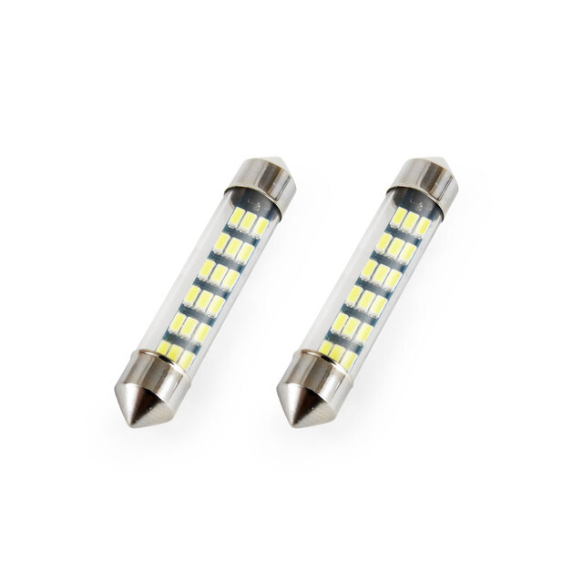 Amio - Λαμπάκια Πλαφονιέρας LED 18SMD Standard Festoon τύπου C5W τάση λειτουργίας 12V απόδοσης 0.7W μήκος 41mm χρώμα λευκό για Επιβατικά Αυτοκίνητα - 2 τεμ. (01092/AM)