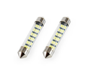 Amio - Λαμπάκια Πλαφονιέρας LED 18SMD Standard Festoon τύπου C5W τάση λειτουργίας 12V απόδοσης 0.7W μήκος 41mm χρώμα λευκό για Επιβατικά Αυτοκίνητα - 2 τεμ. (01092/AM)