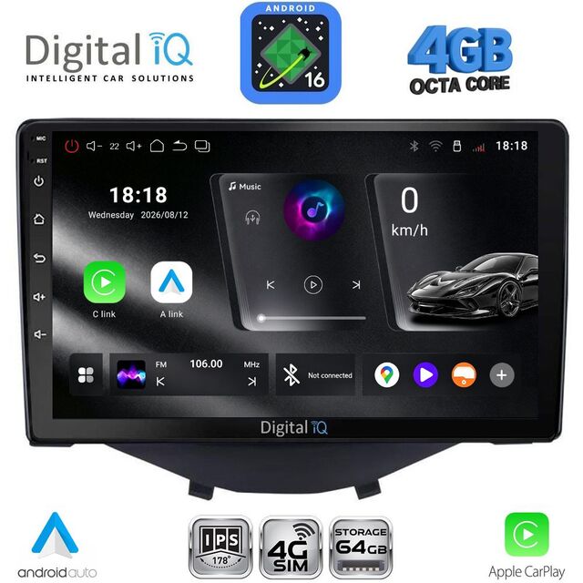 DIGITAL IQ RTG 6715_CPA CLIMA-A/C (9inc) MULTIMEDIA TABLET for CITROEN C1-PEUGEOT 108-TOYOTA AYGO mod. 2014-2022