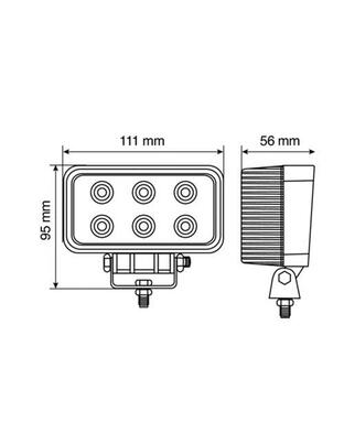 ΠΡΟΒΟΛΕΑΣ ΕΡΓΑΣΙΑΣ WL-2 18W 1200LM  ΜΕ 6 LED ΚΑΡΦΙ 10-30V/21W 6.000K (111 x 95 x 56 mm) -1ΤΕΜ.