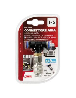 ΣΥΝΔΕΣΜΟΣ ΑΕΡΑ T-5 ΔΙΠΛΟΣ ΜΕ ΑΝΤΑΠΤΟΡΑ 8mm 13bar kg/cm