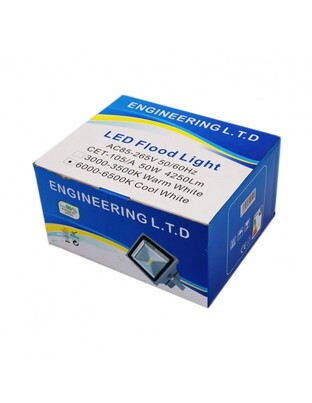 LED ΠΡΟΒΟΛΕΑΣ 50W ΨΥΧΡΟ ΦΩΣ ΑΣΠΡΟ CET-105/A