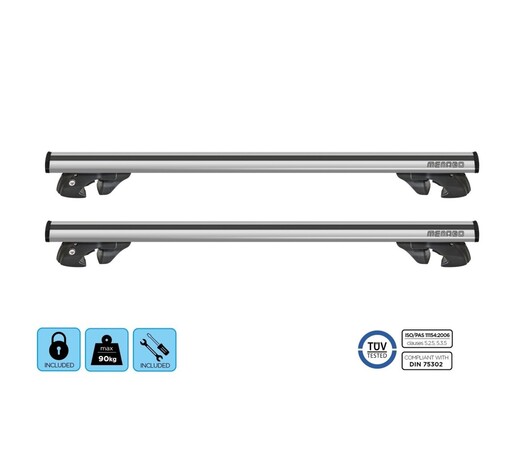 ΜΠΑΡΕΣ ΟΡΟΦΗΣ ΑΛΟΥΜΙΝΙΟΥ JACKSON XL SILVER 135 cm ΣΕ ΑΣΗΜΙ ΧΡΩΜΑ ΓΙΑ ΟΡΟΦΗ ΜΕ RAISED RAILS MENABO - 2 ΤΕΜ.