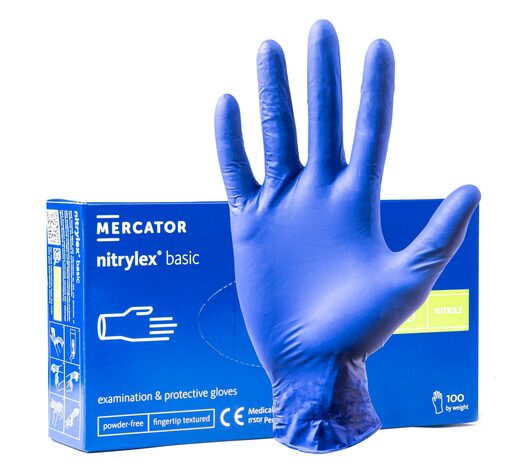 Amio - ΓΑΝΤΙΑ ΝΙΤΡΙΛΙΟΥ MERCATOR NITRYLEX BASIC ΣΕ ΜΠΛΕ ΧΡΩΜΑ SMALL (S) - 100 ΤΕΜ. (MER02956/AM)