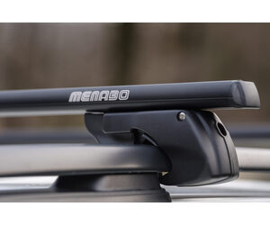 MENABO ΜΠΑΡΕΣ ΟΡΟΦΗΣ ΑΛΟΥΜΙΝΙΟΥ SHERMAN BLACK 120 cm ΣΕ ΜΑΥΡΟ ΧΡΩΜΑ ΓΙΑ Renault 4 E-Tech 5 doors 2024> ΜΕ RAISED RAILS (Παράλληλες Μπάρες με Κενό) - 2 ΤΕΜ. (12280/MB)