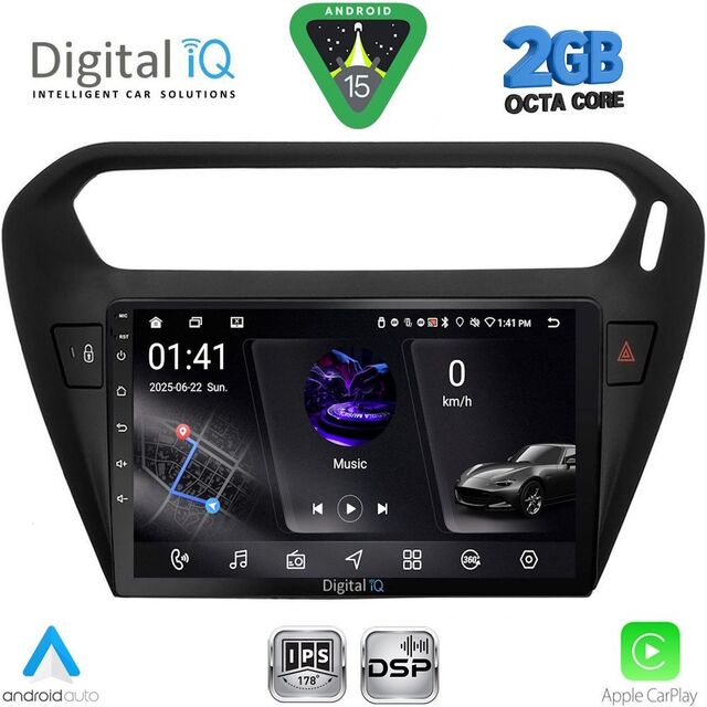 DIGITAL IQ RSF 4511BL_CPA (9inc) MULTIMEDIA TABLET for CITROEN ELYSEE – PEUGEOT 301 mod. 2013-2026 (BLACK)