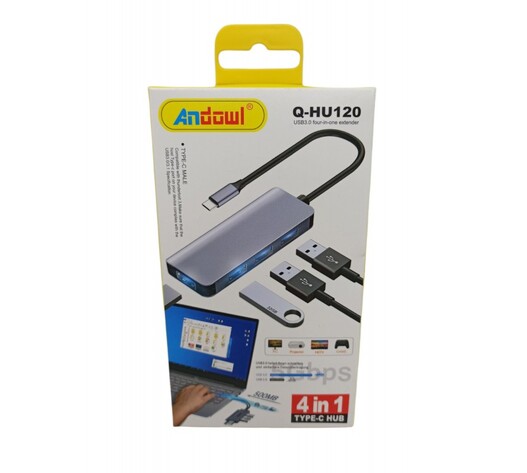 USB HUB ΓΙΑ TYPE-C 4ΣΕ1 ANDOWL Q-HU120