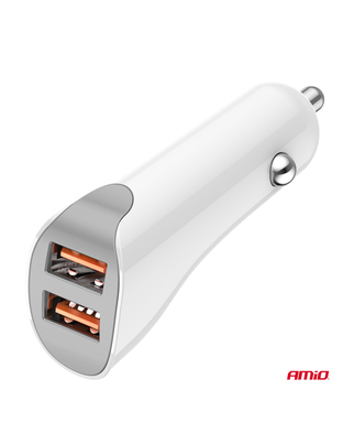 Amio - ΦΟΡΤΙΣΤΗΣ ΑΝΑΠΤΗΡΑ 12/24V ΜΕ 2 ΘΥΡΕΣ 2xUSB 10.5W 5V/2.1A ΛΕΥΚΟ - 1 Τεμ. (03874/AM)