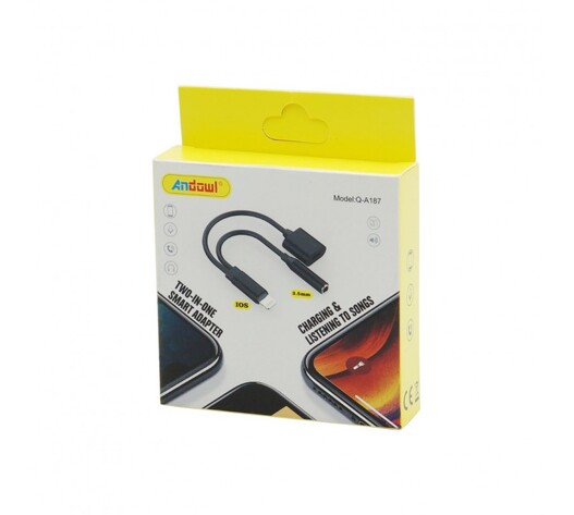 SMART ADAPTER LIGHTNING ΣΕ AUX 3.5mm ΚΑΙ LIGHTING ANDOWL AN-Q-A187