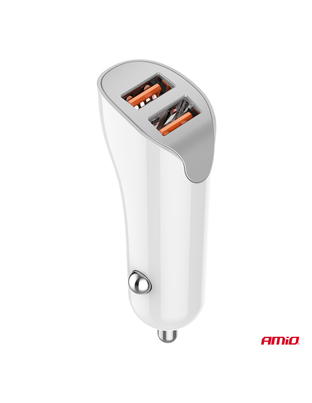 Amio - ΦΟΡΤΙΣΤΗΣ ΑΝΑΠΤΗΡΑ 12/24V ΜΕ 2 ΘΥΡΕΣ 2xUSB 10.5W 5V/2.1A ΛΕΥΚΟ - 1 Τεμ. (03874/AM)