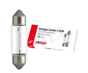Amio - ΛΑΜΠΑΚΙΑ ΠΛΑΦΟΝΙΕΡΑΣ C10W 12V 10W 31mm ΑΛΟΓΟΝΟΥ ΚΟΥΤΙ - 10 ΤΕΜ. (02555/AM)