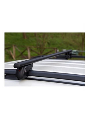 MENABO ΜΠΑΡΕΣ ΟΡΟΦΗΣ ΑΛΟΥΜΙΝΙΟΥ SHERMAN BLACK 120 cm ΣΕ ΜΑΥΡΟ ΧΡΩΜΑ ΓΙΑ Link&Co 01 5 doors 2017> ΜΕ RAISED RAILS (Παράλληλες Μπάρες με Κενό) - 2 ΤΕΜ. (12280/MB)