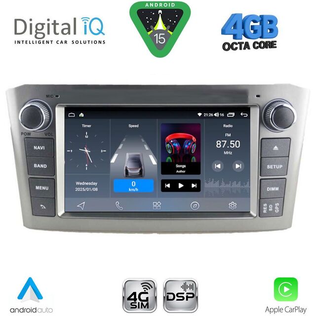 DIGITAL IQ BLG 425SL_CPA (7″ DECK) MULTIMEDIA OEM for TOYOTA AVENSIS (T25) mod. 2003-2009 (SILVER)