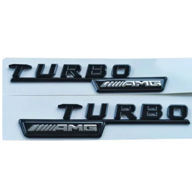Μεταλλικά αυτοκόλλητα μαύρο/χρώμιο - TURBO AMG