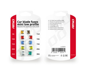 Amio - ΑΣΦΑΛΕΙΕΣ MINI LOW PROFILE ΔΙΑΦΟΡΕΣ ΣΕ ΚΑΡΤΕΛΑ 1x5A/1x7.5A/2x10A/2x15A/2x20A/1x25A/1x30A - 10 TEM (02216/AM)