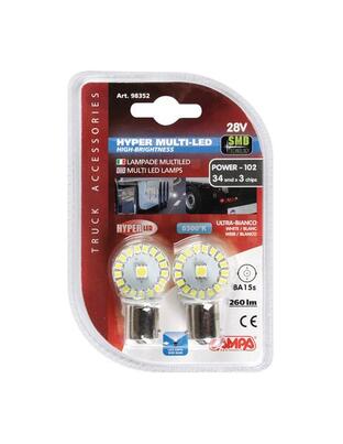 P21W 24-28V BA15s 260lm ΜΟΝΟΠΟΛΙΚΟ ΛΕΥΚΟ ΔΙΑΘΛΑΣΗΣ HYPER-LED102  2ΤΕΜ.