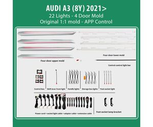 DIQ AMBIENT AUDI A3 (8Y) mod. 2021> (Digital iQ Ambient Light for Audi A3 (8Y) mod. 2021-2025 with 22 Lights)