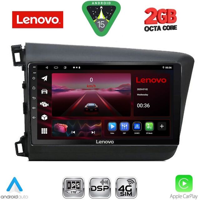 LENOVO LVF 51904D_CPA (9inc) MULTIMEDIA TABLET for HONDA CIVIC  4Doors mod. 2012-2016