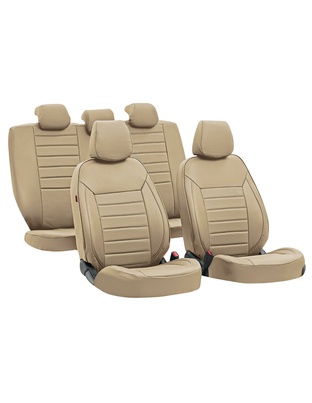 ΚΑΛΥΜΜΑΤΑ ΚΑΘΙΣΜΑΤΩΝ LUXURY LEATHERETTE ΔΕΡΜΑΤΙΝΗ ΑΦΡΩΔΕΣ ΜΠΕΖ - 4 ΤΕΜ.