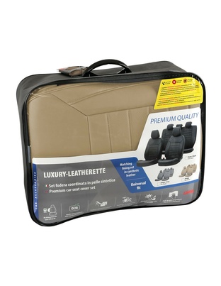 ΚΑΛΥΜΜΑΤΑ ΚΑΘΙΣΜΑΤΩΝ LUXURY LEATHERETTE ΔΕΡΜΑΤΙΝΗ ΑΦΡΩΔΕΣ ΜΠΕΖ - 4 ΤΕΜ.