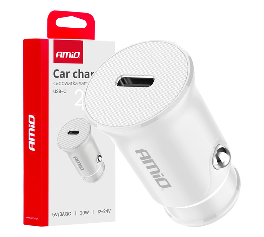 Amio - ΦΟΡΤΙΣΤΗΣ ΑΝΑΠΤΗΡΑ 12/24V ΜΕ 1 ΘΥΡΑ USB-C 20W 5V/3AQC ΤΑΧΕΙΑΣ ΦΟΡΤΙΣΗΣ ΛΕΥΚΟΣ - 1 Τεμ. (03876/AM)