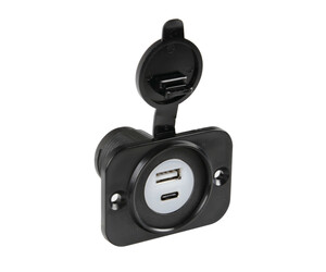 ΠΡΙΖΑ USB ΜΕ ΚΑΠΑΚΙ ΚΑΙ 2 ΘΥΡΕΣ USB (A+C) 12/24V 3000mA 15W ΜΑΥΡΗ FAST CHARGE LAMPA - 1 TEM.