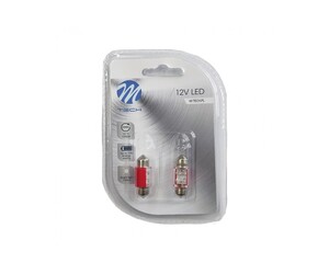 ΛΑΜΠΑΚΙΑ ΠΛΑΦΟΝΙΕΡΑΣ C5W/C10W 12V 0,49W SV8,5 31mm LED 4xFlux 3mm ΚΟΚΚΙΝΟ BLISTER 2ΤΕΜ. M-TECH