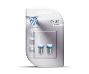 ΛΑΜΠΑΚΙΑ T4W 12V 0,24W BA9s (ΜΙΝΙΟΝ) LED 4xSMD2835 ΜΠΛΕ BLISTER M-TECH - 2 τεμ.