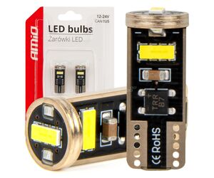 Amio - ΛΑΜΠΑΚΙΑ LED T10e W5W 12/24V 3x2055 SMD LED CAN-BUS ΛΕΥΚΟ - 2 ΤΕΜ. (03720/AM)