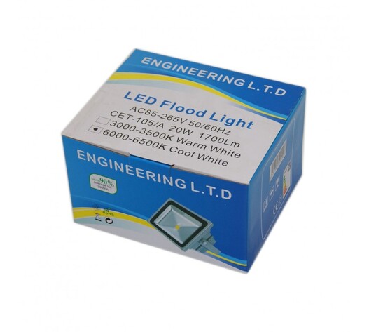 LED ΠΡΟΒΟΛΕΑΣ 20W ΨΥΧΡΟ ΦΩΣ GE-BR-0243