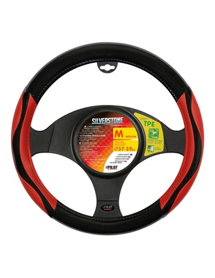 Lampa Κάλυμμα Τιμονιού Αυτοκινήτου Silverstone 37-39εκ. Άοσμο Με Carbon πρόσθετα λαβές Ultra-soft Skeentex Κόκκινο 1-τεμ. (L3294.6)