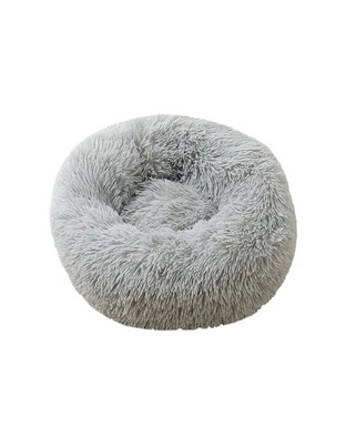 ΣΤΡΟΓΓΥΛΟ FLUFFY ΚΡΕΒΑΤΙ ΚΑΤΟΙΚΙΔΙΩΝ ΓΚΡΙ 50cm SD-01621