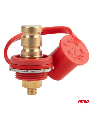 Amio - ΠΟΛΟΣ ΜΠΑΤΑΡΙΑΣ ΘΕΤΙΚΟΣ 3/8'' M10 max.48V 250A ΣΕ ΚΟΚΚΙΝΟ ΧΡΩΜΑ ΜΕ ΚΑΠΑΚΙ - 1 Τεμ. (03814/AM)